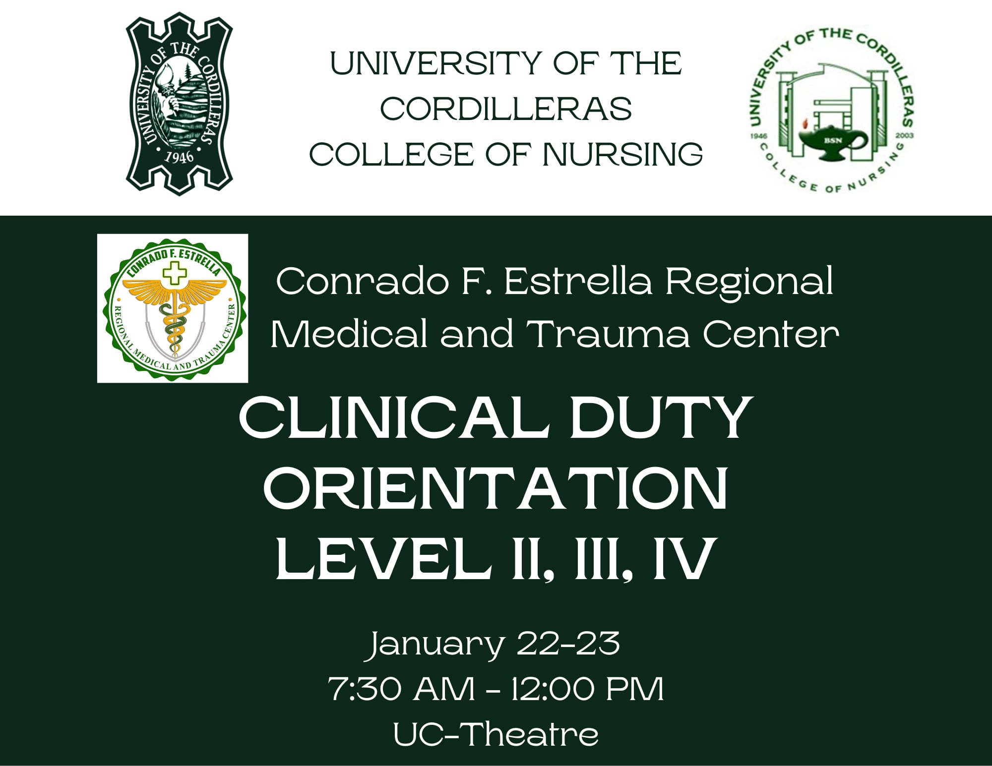University of the Cordilleras College of Nursing Hosts Clinical Duty Orientation for Level II, III, and IV Students